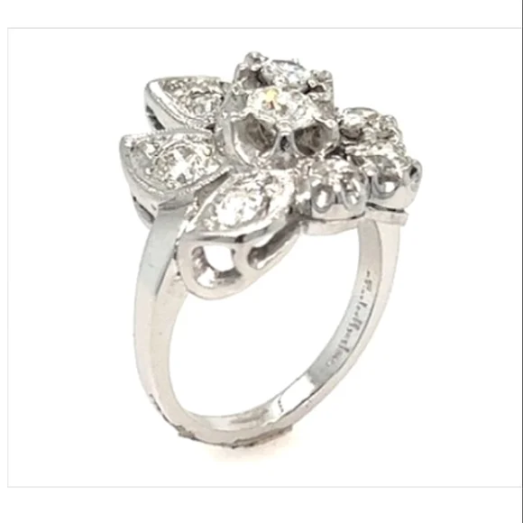 14K Art Deco Old European Cut Flawless Diamond Engagement Ring - Picture 2 of 3